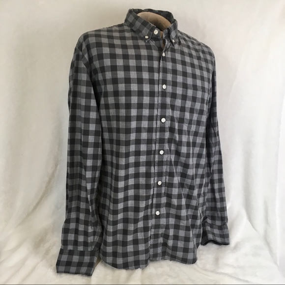 J Crew Shirt Mens XL Cotton Button Up Long Sleeve Black Gray Plaid - Picture 3 of 9